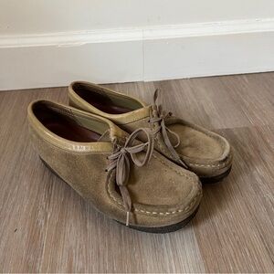 Clarks Wallabee Suede Shoes Women’s 9 Tan Crepe Sole Classic Lea